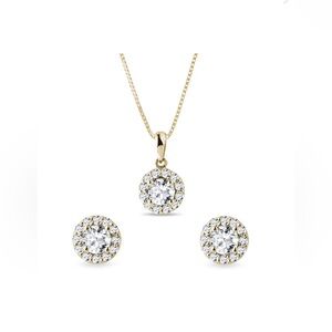 MACY’S 2-PC 1CT DIAMOND SET CLUSTER PENDANT NECKLACE & STUDS